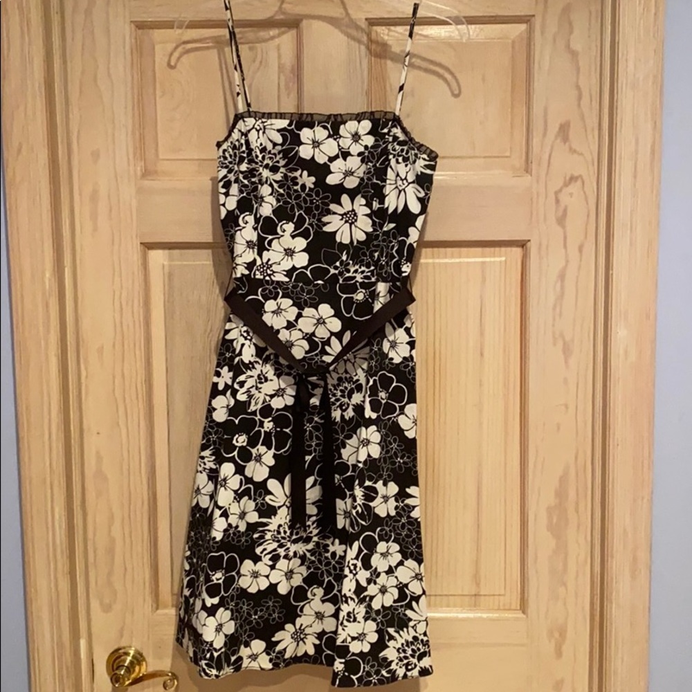 Black & White Dress with Black Ribbon